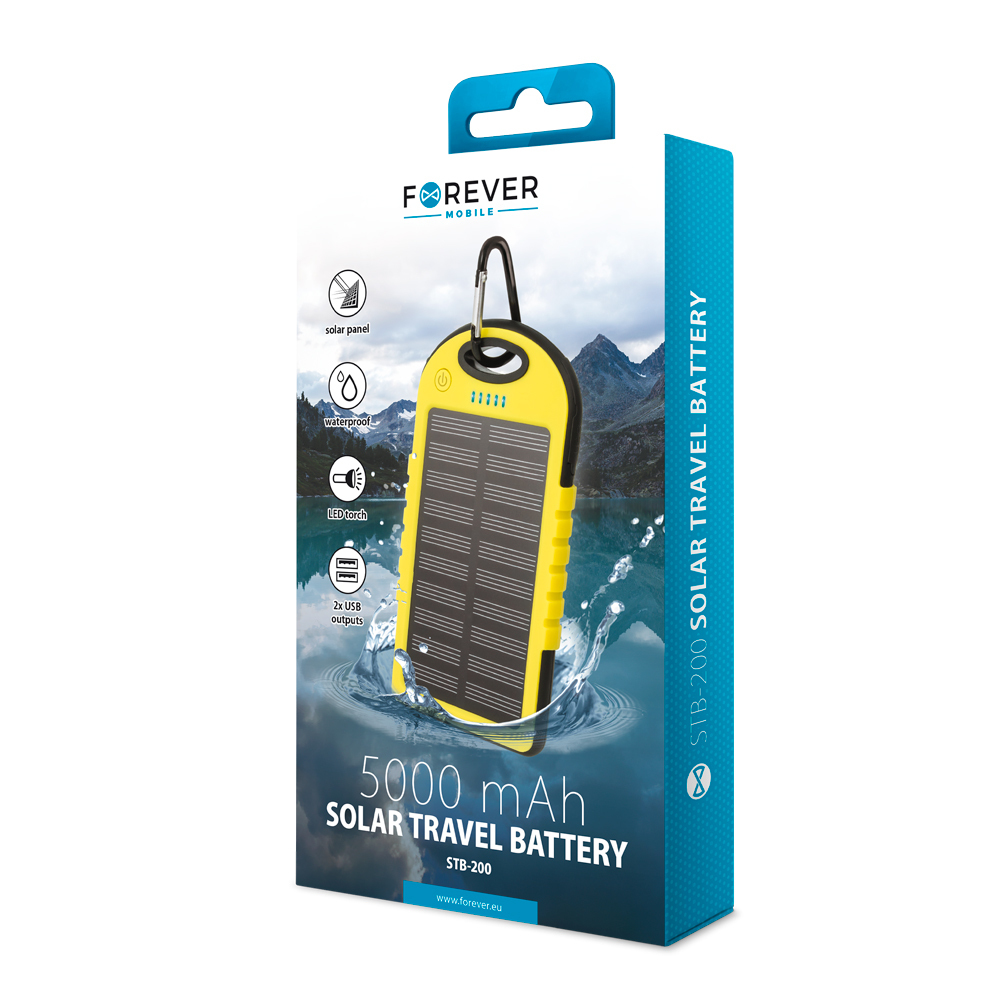 Power Bank solarny Forever 5000 mAh STB-200 ��ty / 2