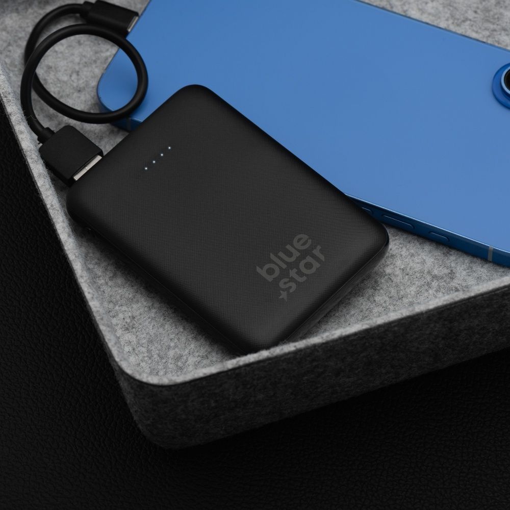 Powerbank Blue Star W0539 5000 mAh 2A 1xUSB-C 2xUSB-A czarny / 4 Powerbank Blue Star W0539 5000 mAh 2A 1xUSB-C 2xUSB-A czarny / 4