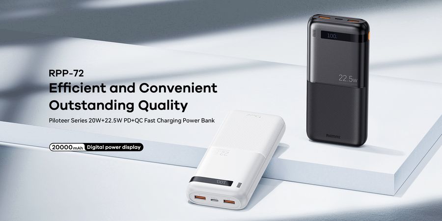 POWERBANK REMAX PILOTEER SERIES 20000mAh RPP-72 PD 20W+QC 22,5W BLACK / 2