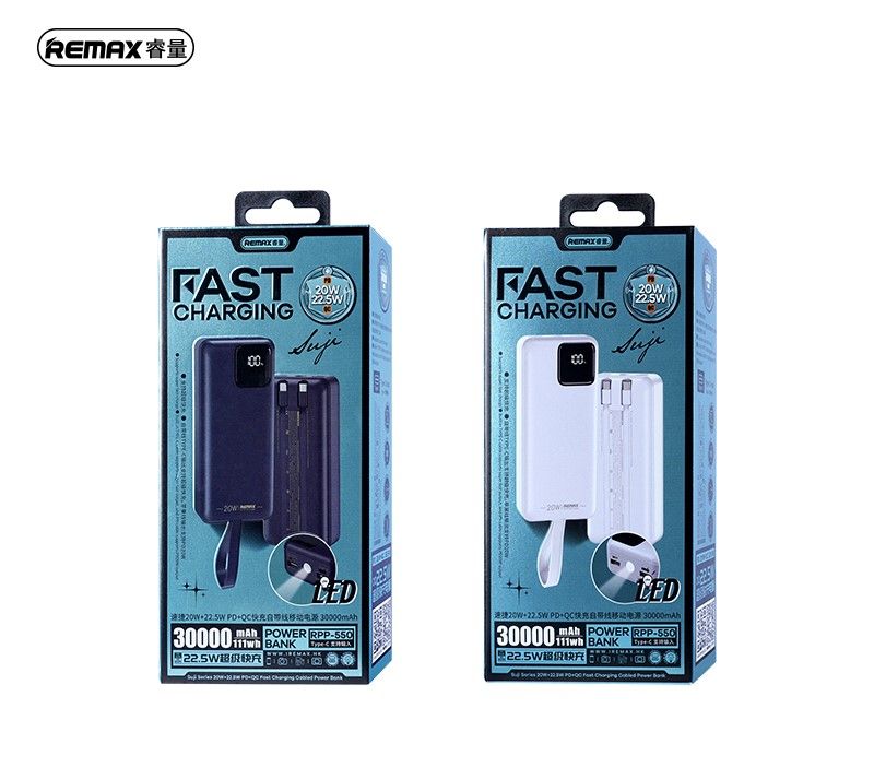 POWERBANK REMAX SUJI SERIES 30000mAh RPP-550 PD 20W+ QC 22,5W BLUE / 6