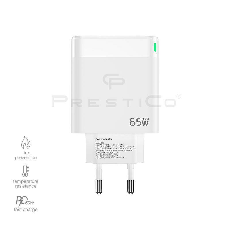Prestico �adowarka sieciowa F28 1xUSB-QC 2xUSB-C PD GaN 65W bia�a / 4