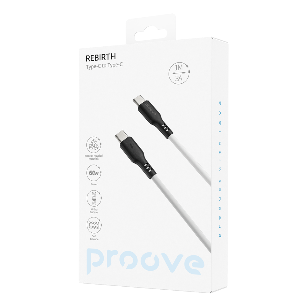 Proove kabel Rebirth Type-C do Type-C 60W (1m) bia�y / 3