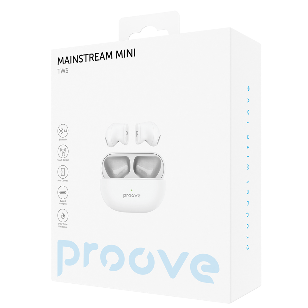 Proove s�uchawki bezprzewodowe Mainstream Mini TWS bia�e / 4