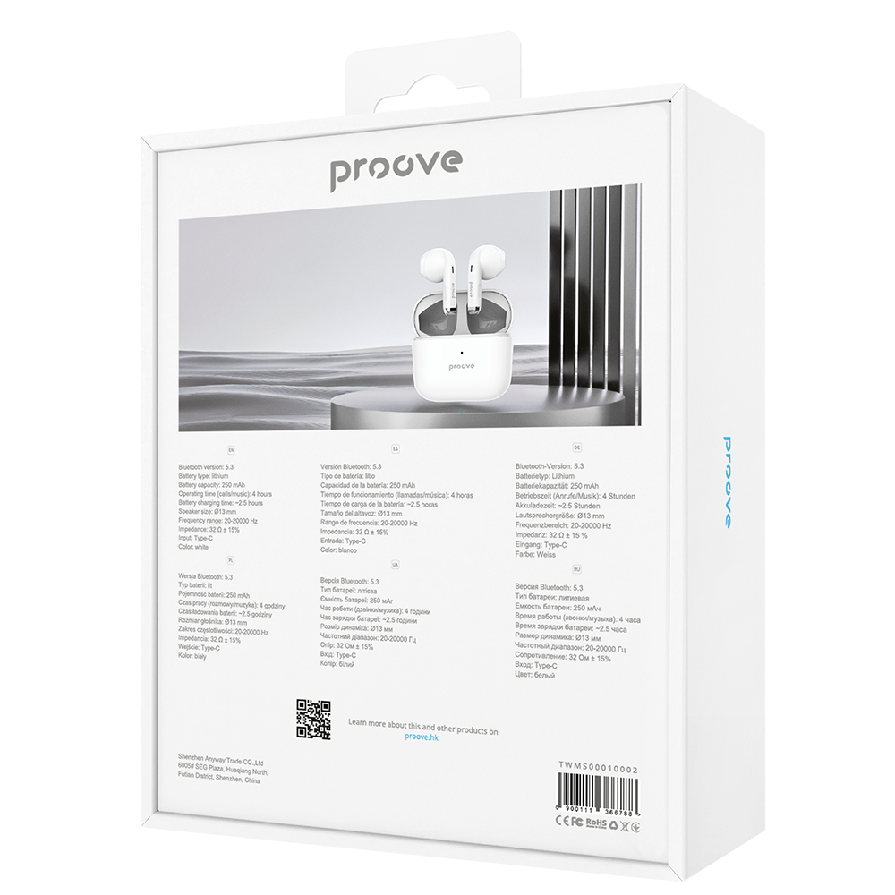 Proove s�uchawki bezprzewodowe Mainstream TWS bia�e / 5