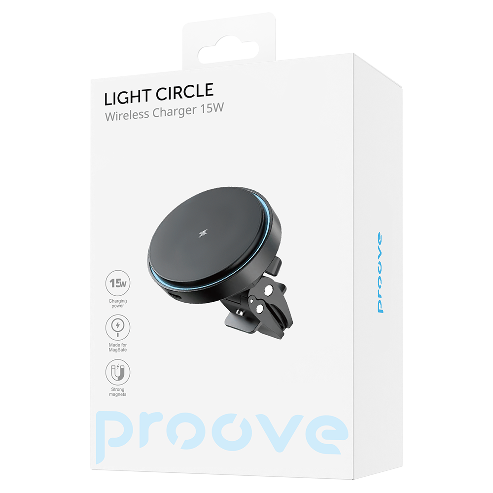 Proove Uchwyt Samochodowy z �adowaniem Bezprzewodowym Light Circle 15W czarny / 5