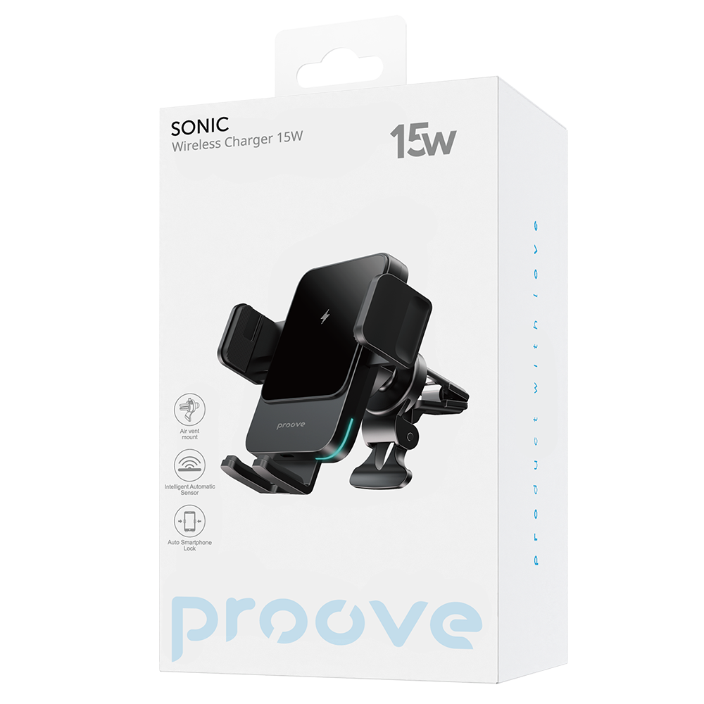 Proove Uchwyt Samochodowy z �adowaniem Bezprzewodowym Sonic 15W metaliczny szary / 2