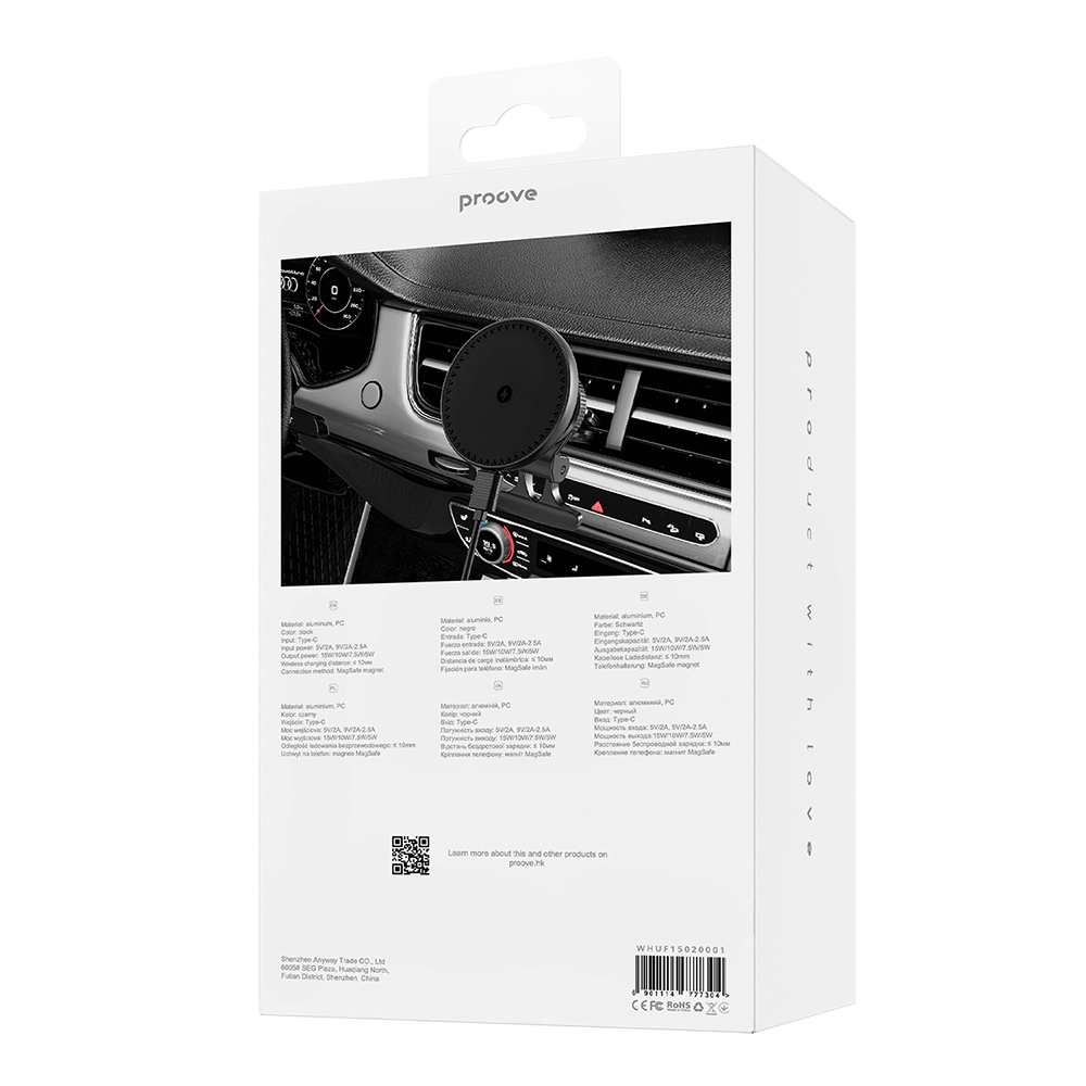 Proove Uchwyt Samochodowy z �adowaniem Bezprzewodowym UFO 15W czarny / 6