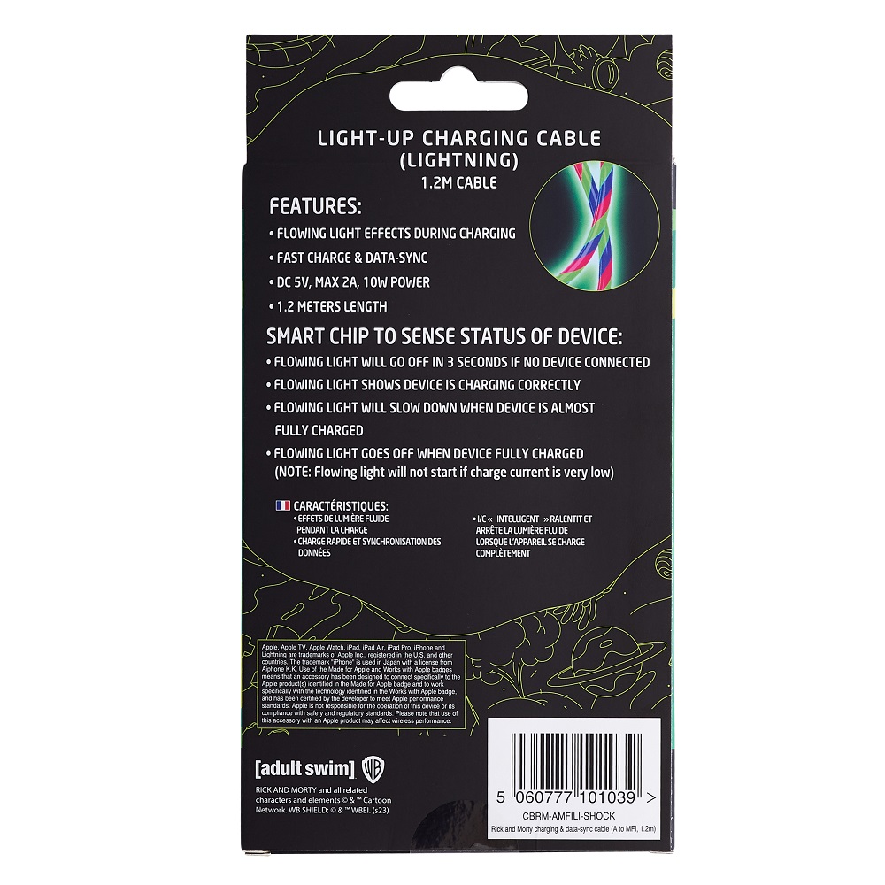 Rick & Morty kabel MFI Shock Light-Up USB A -Lighting 1.2m 10W / 4