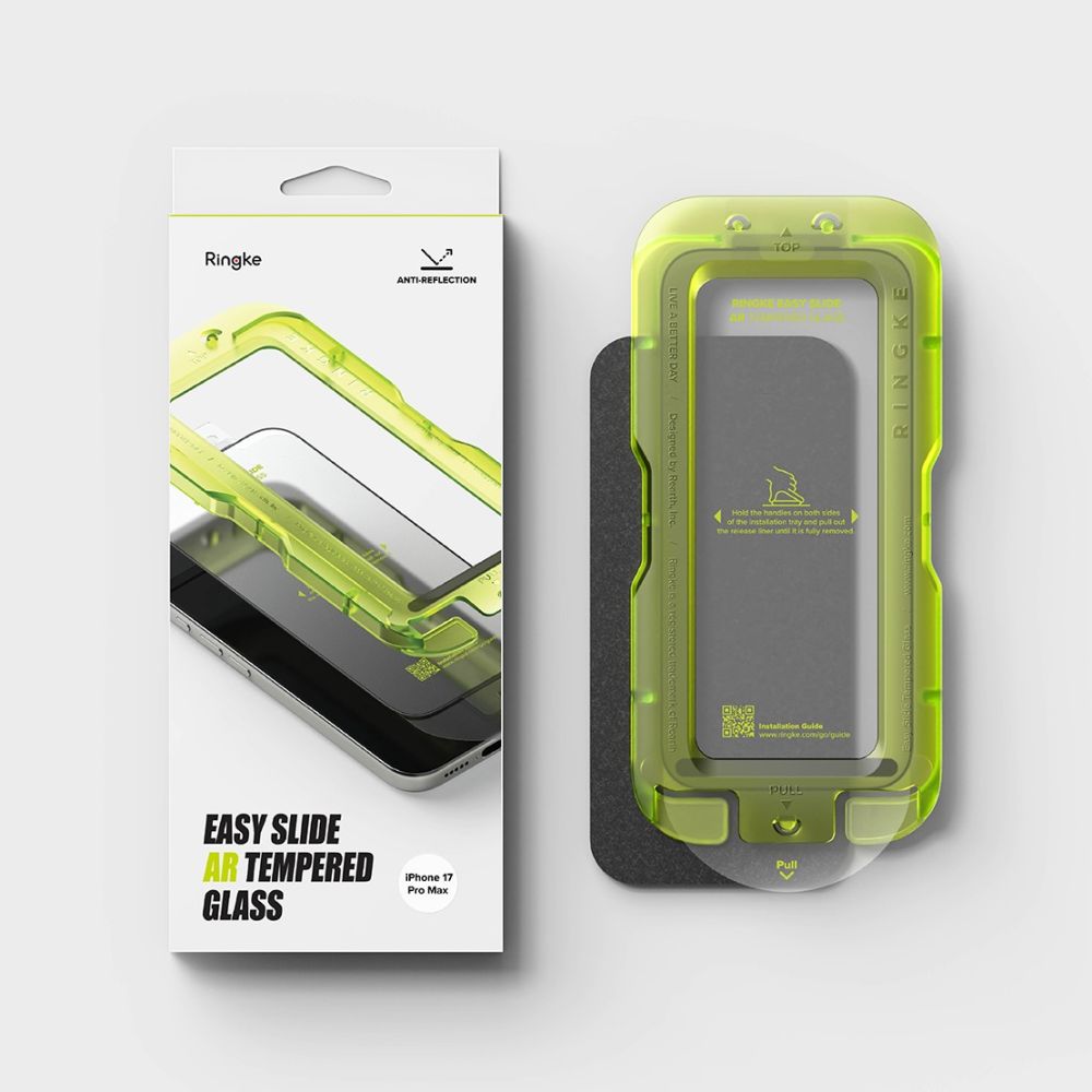 Ringke Easy Slide Anti Reflective Tempered Glass czarne Apple iPhone 17 Pro Max / 7
