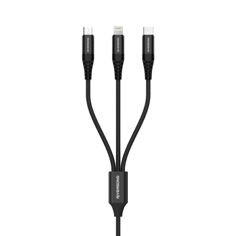 Riversong kabel 3w1 Infinity 05 USB - Lightning + USB-C + microUSB 1,0m czarny C58