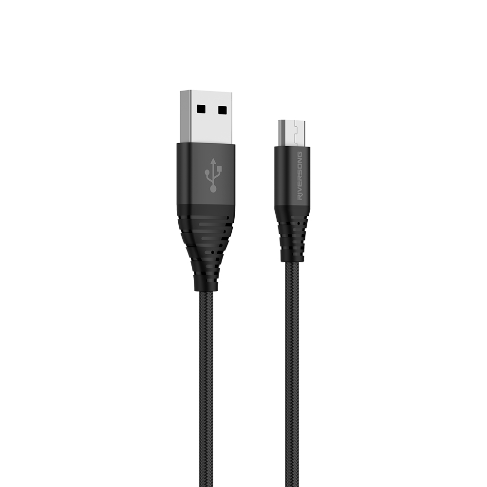Riversong kabel Alpha S USB - microUSB 1,0m 2,4A czarny CM32 / 2