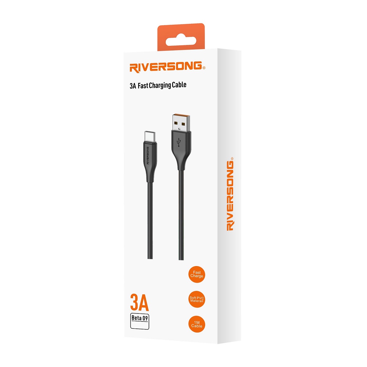 Riversong kabel Beta 09 USB - microUSB 1,0m 3A czarny CM85 / 3