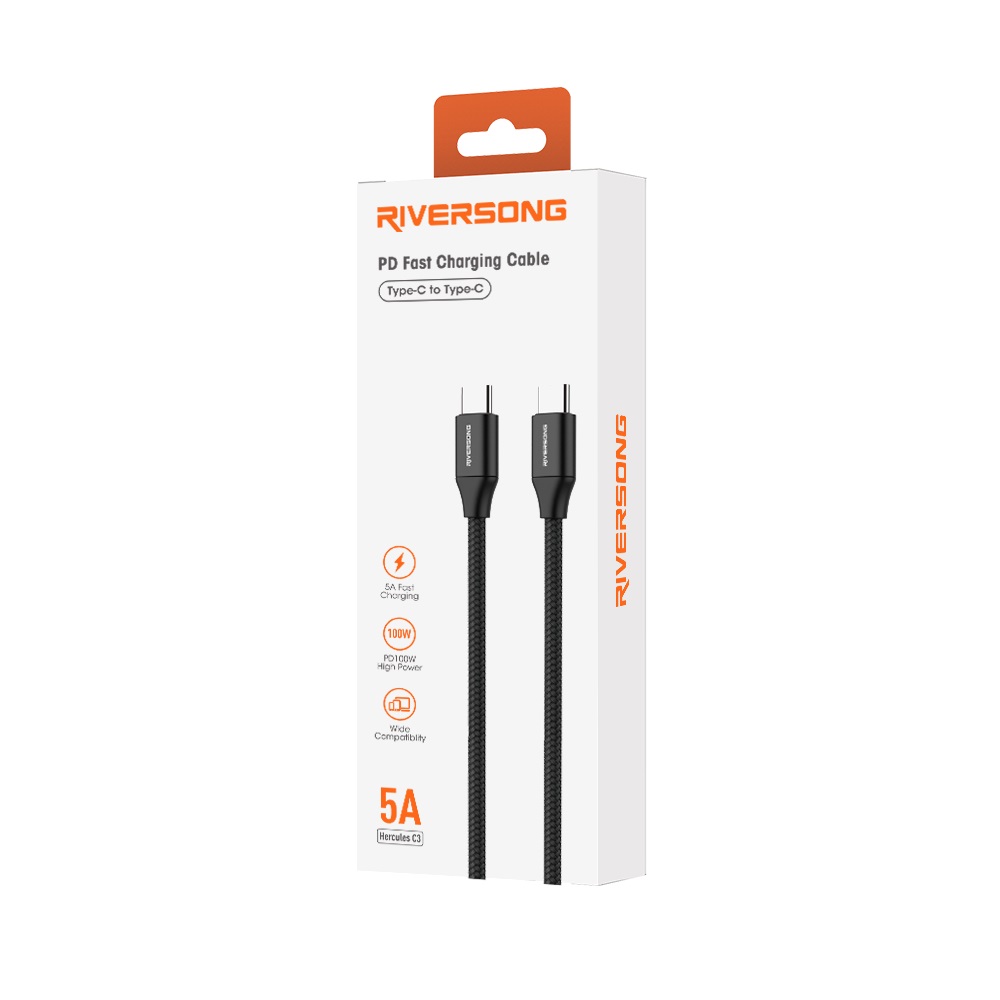 Riversong kabel Hercules C3 USB-C - USB-C 1,2m 100W czarny CT82 / 4