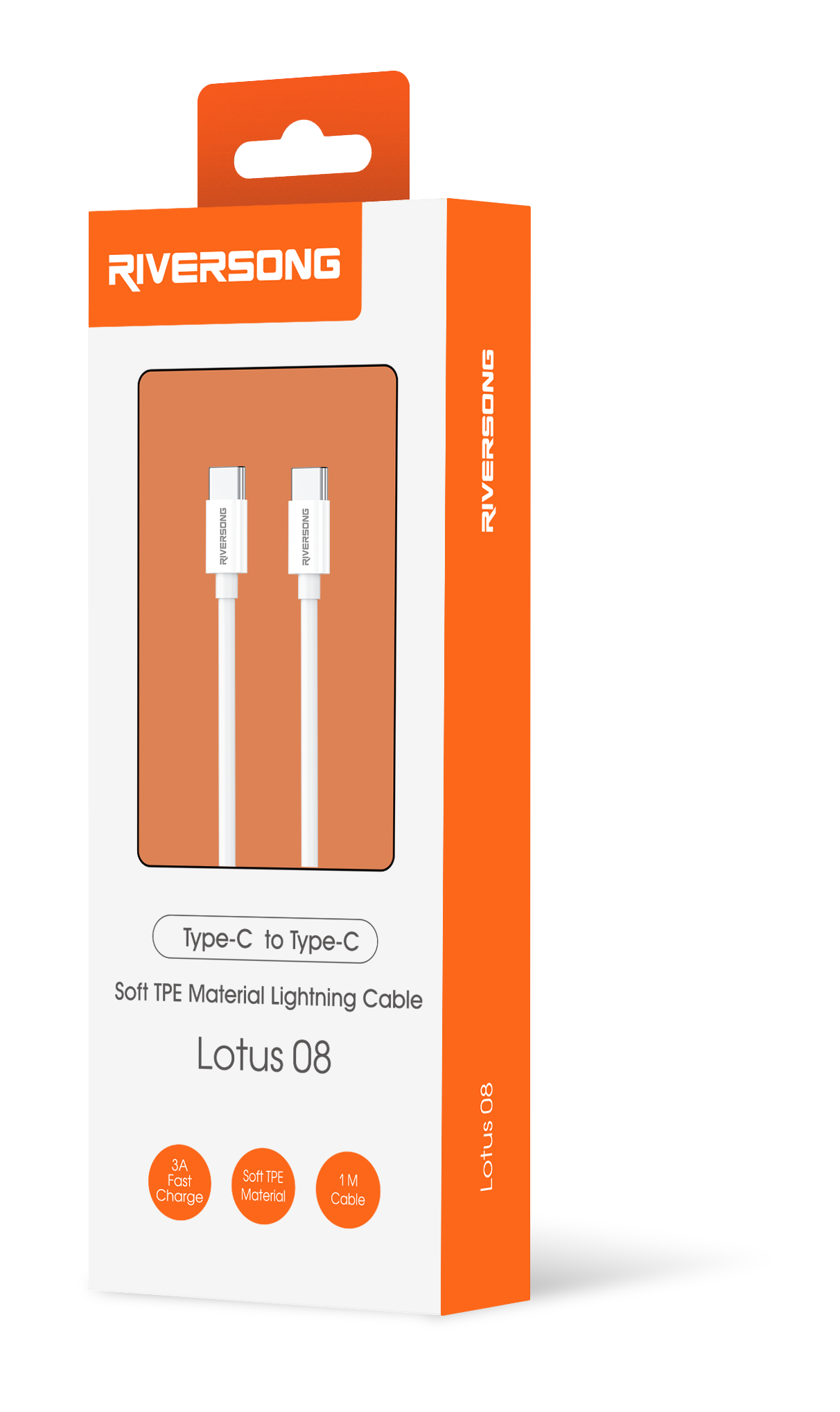 Riversong kabel Lotus 08 USB-C - USB-C 1,0m 3A jasny szary CT76 / 3