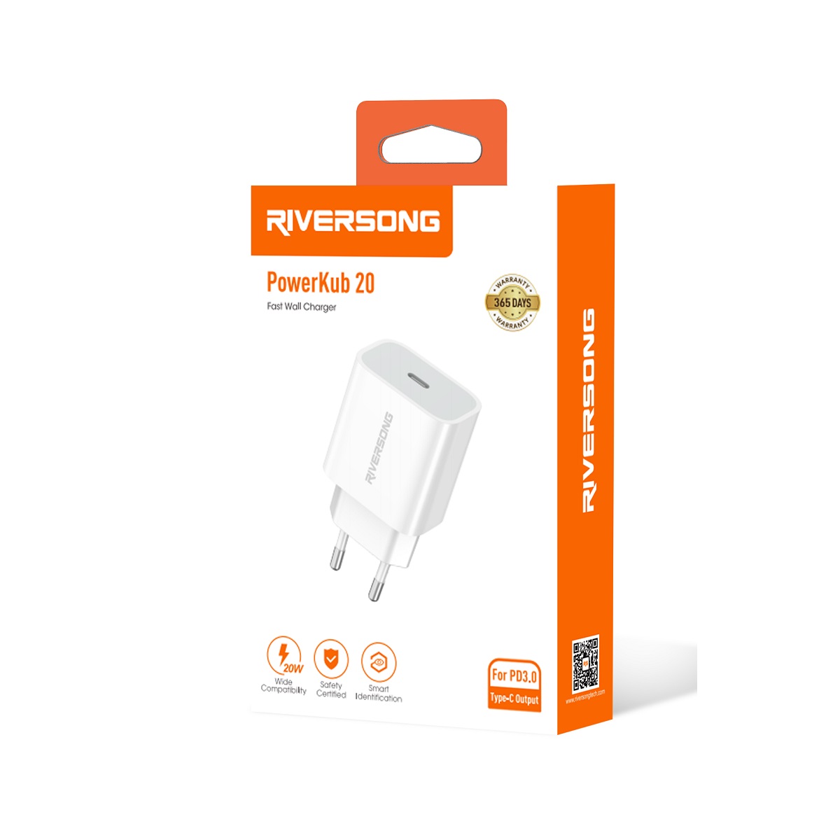 Riversong �adowarka sieciowa PowerKub 20 1x USB-C 20W bia�a AD75 / 3