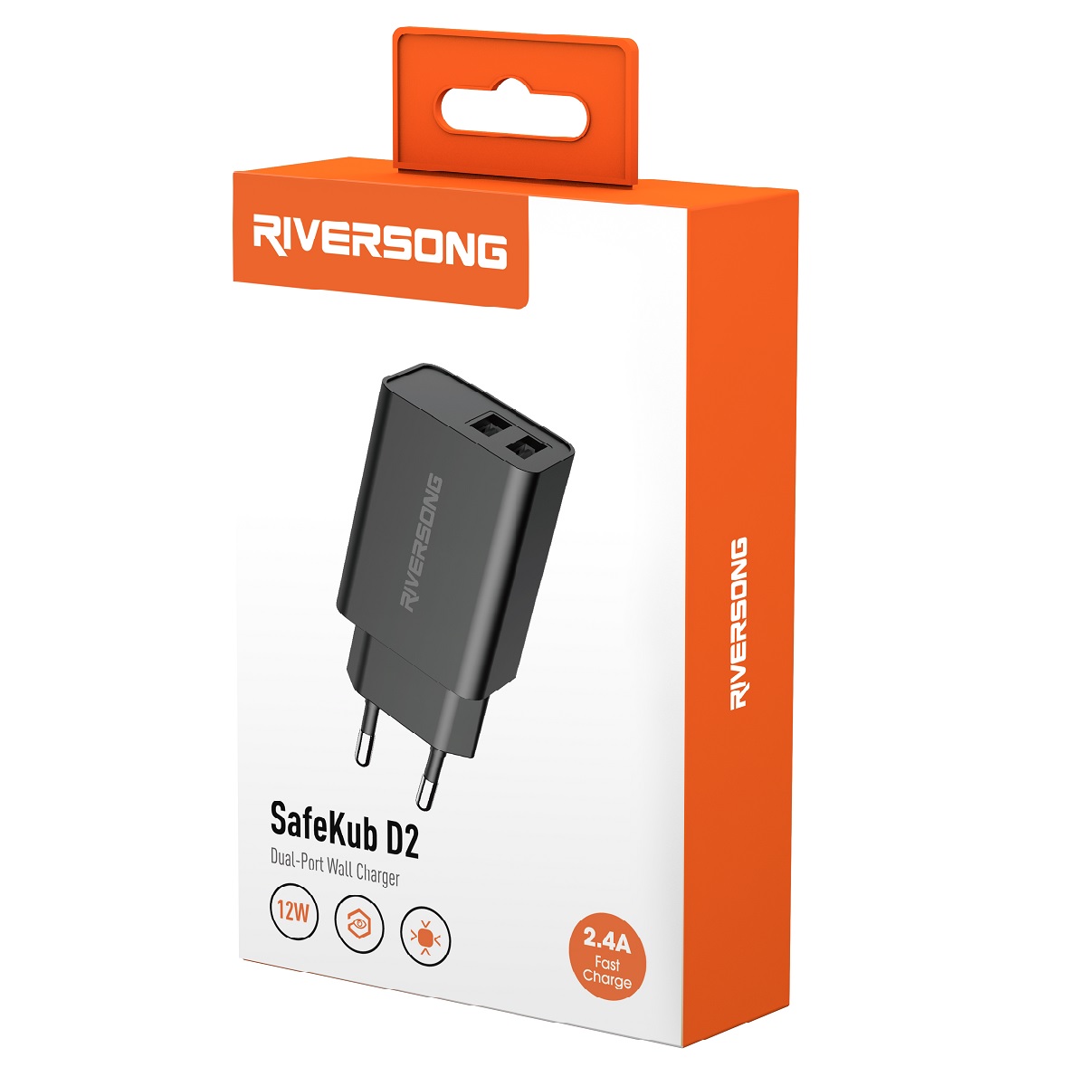 Riversong adowarka sieciowa SafeKub D2 2x USB 12W czarna AD29 / 4