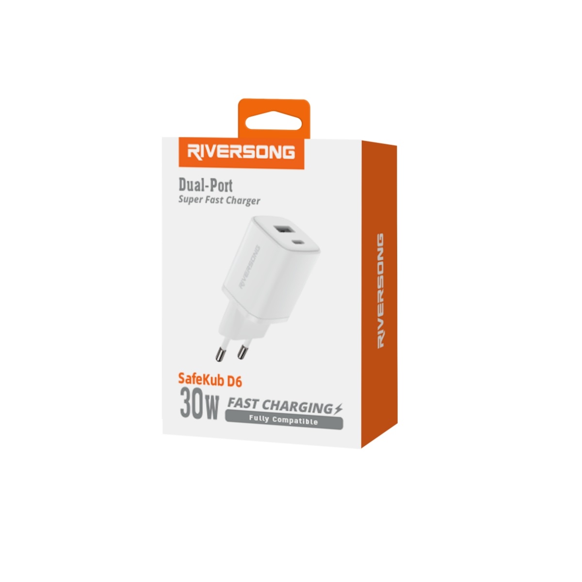 Riversong adowarka sieciowa SafeKub D6 1x USB 1x USB-C 30W biaa AD28 / 3