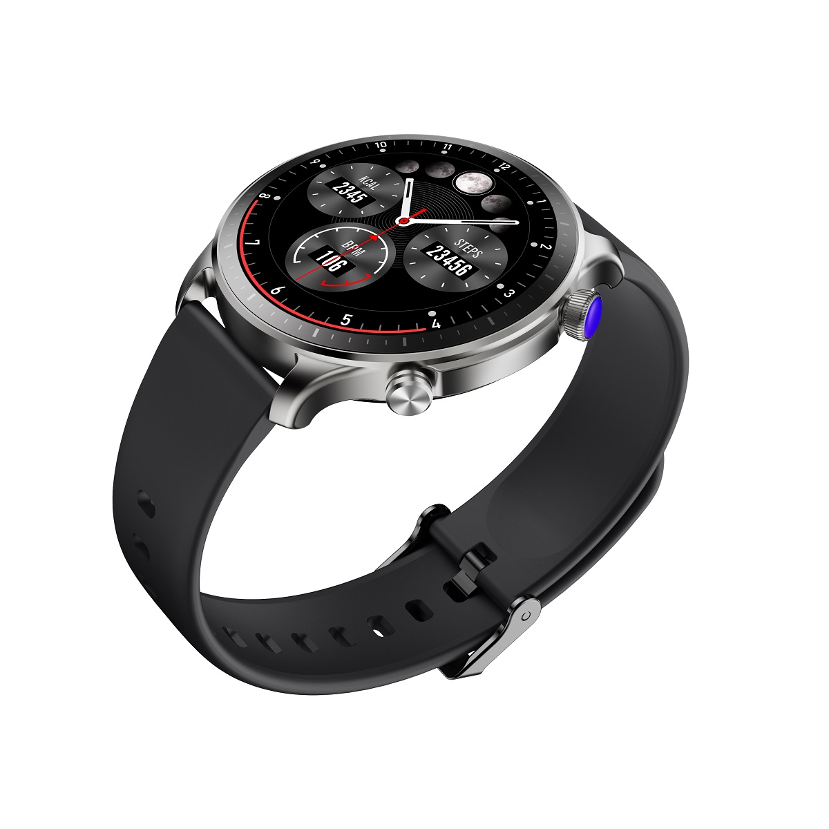 Elegancki zegarek mski wodoodporny elektroniczny sportowy z okrga tarcz smartwatch Riversong Motive 9 Pro szary SW901 / 3