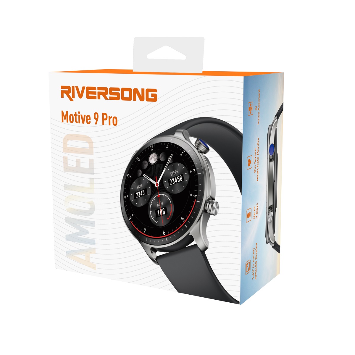 Elegancki zegarek mski wodoodporny elektroniczny sportowy z okrga tarcz smartwatch Riversong Motive 9 Pro szary SW901 / 5