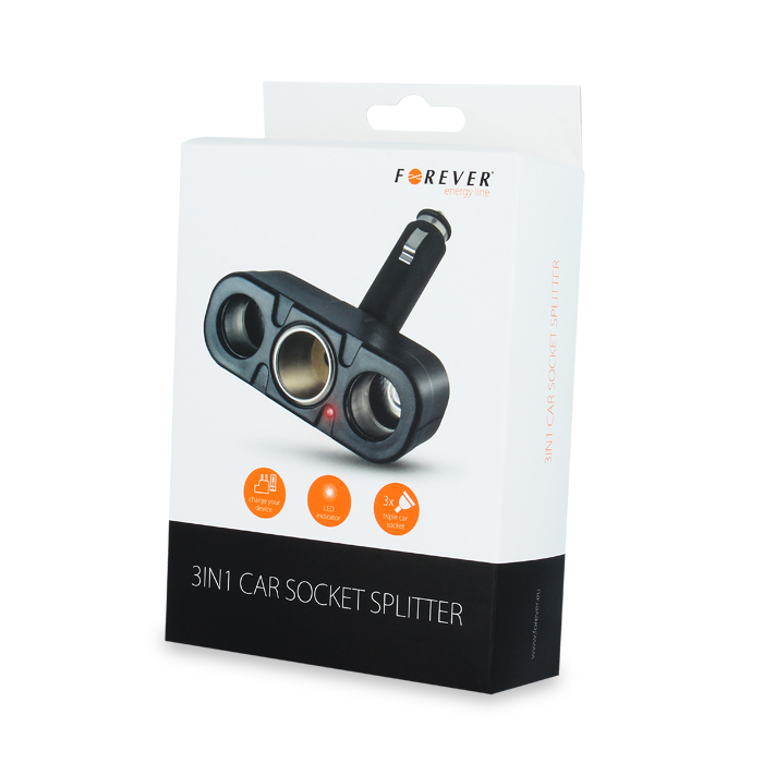Rozdzielacz gniazda samochodowego Forever 3w1 / 2