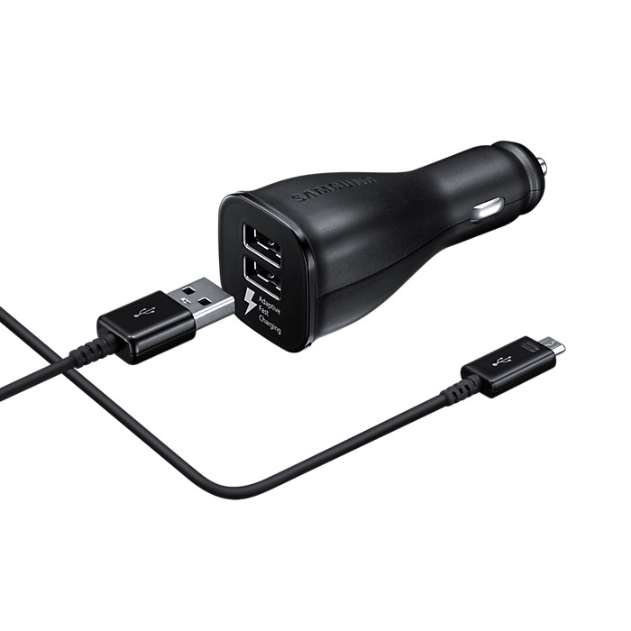 SAMSUNG �adowarka samochodowa czarna z dwoma  portami USB+kabel micro USB ( EP-LN920BBEGWW) / 5