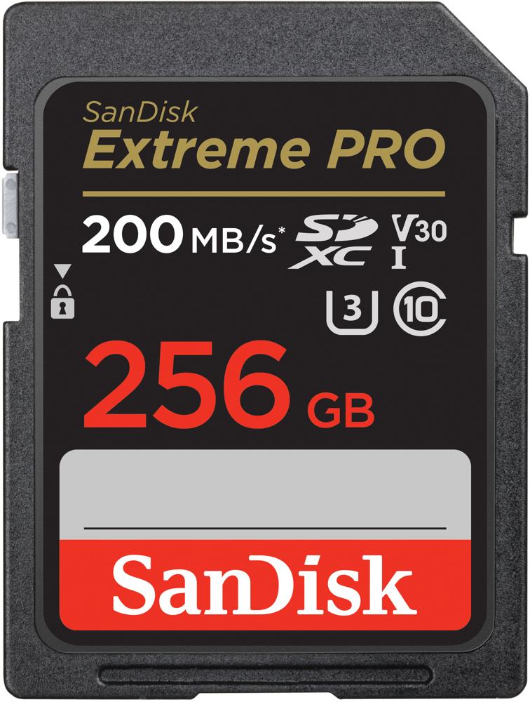 SanDisk karta pamici 256GB SDXC Extreme Pro 200 / 140 MB/s C10 V30 UHS-I U3
