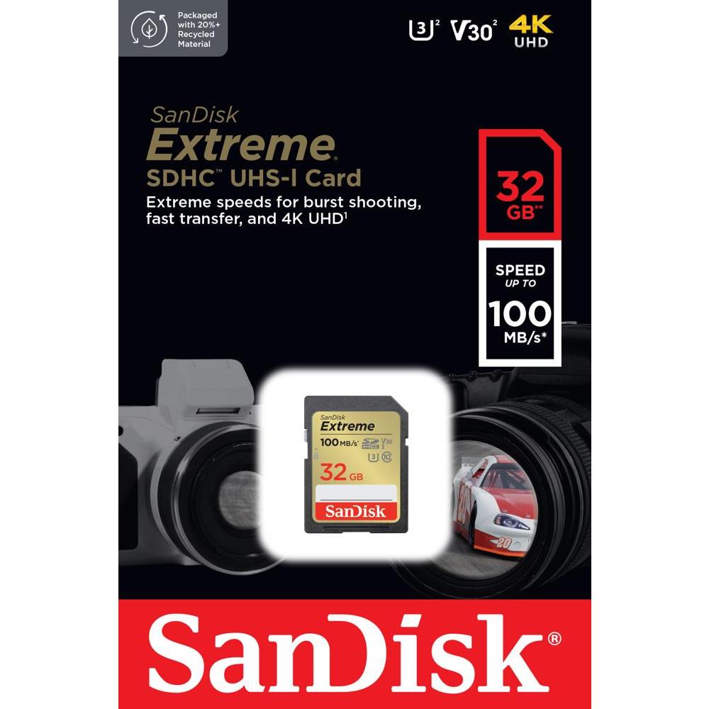 Sandisk karta pamici Extreme SDHC 32GB 100/60MB/s C10 V30 UHS-I U3