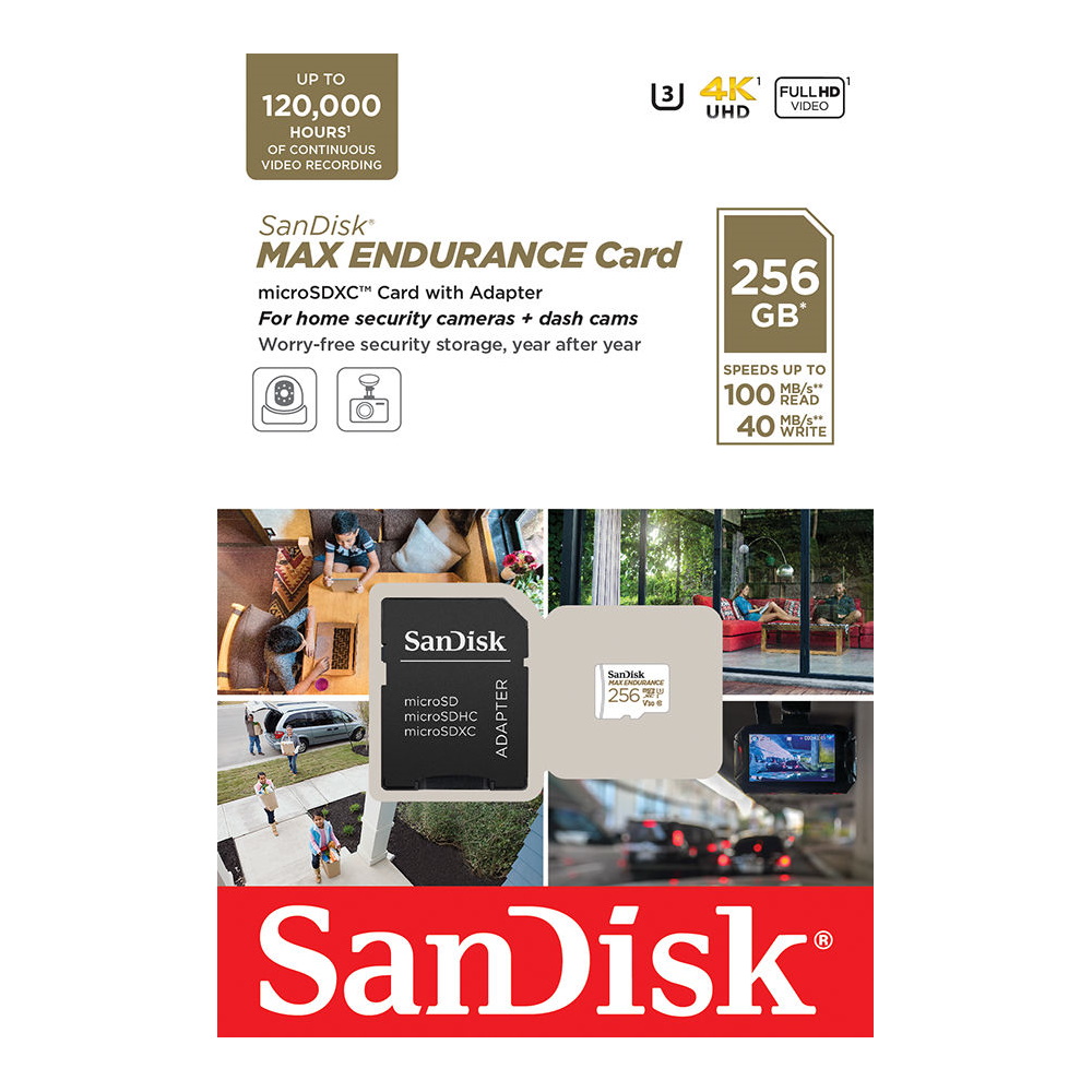 SanDisk karta pami�ci Max Endurance (rejestratory i monitoring) microSDXC 256 GB z adapterem / 2