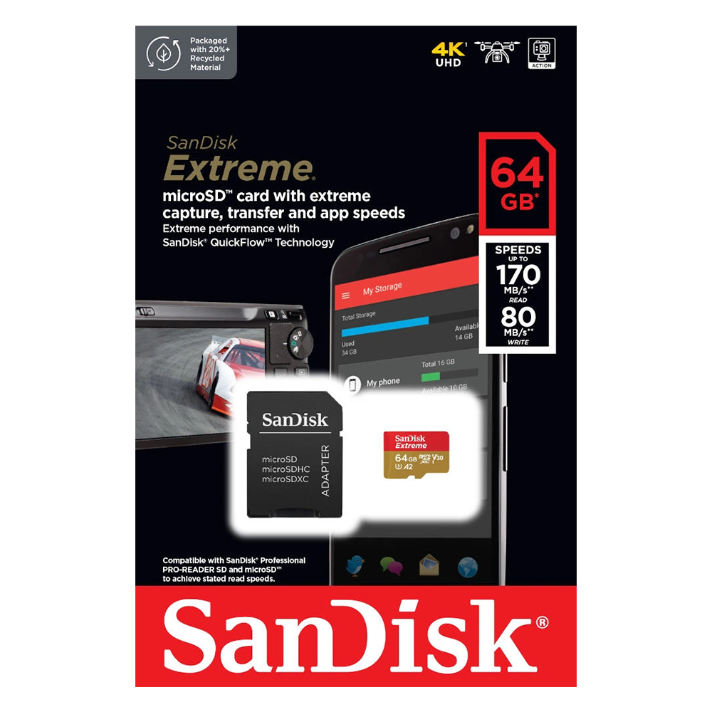 SanDisk karta pami�ci microSD UHS-I 64GB SDSQXAH-064G-GN6MA / 2