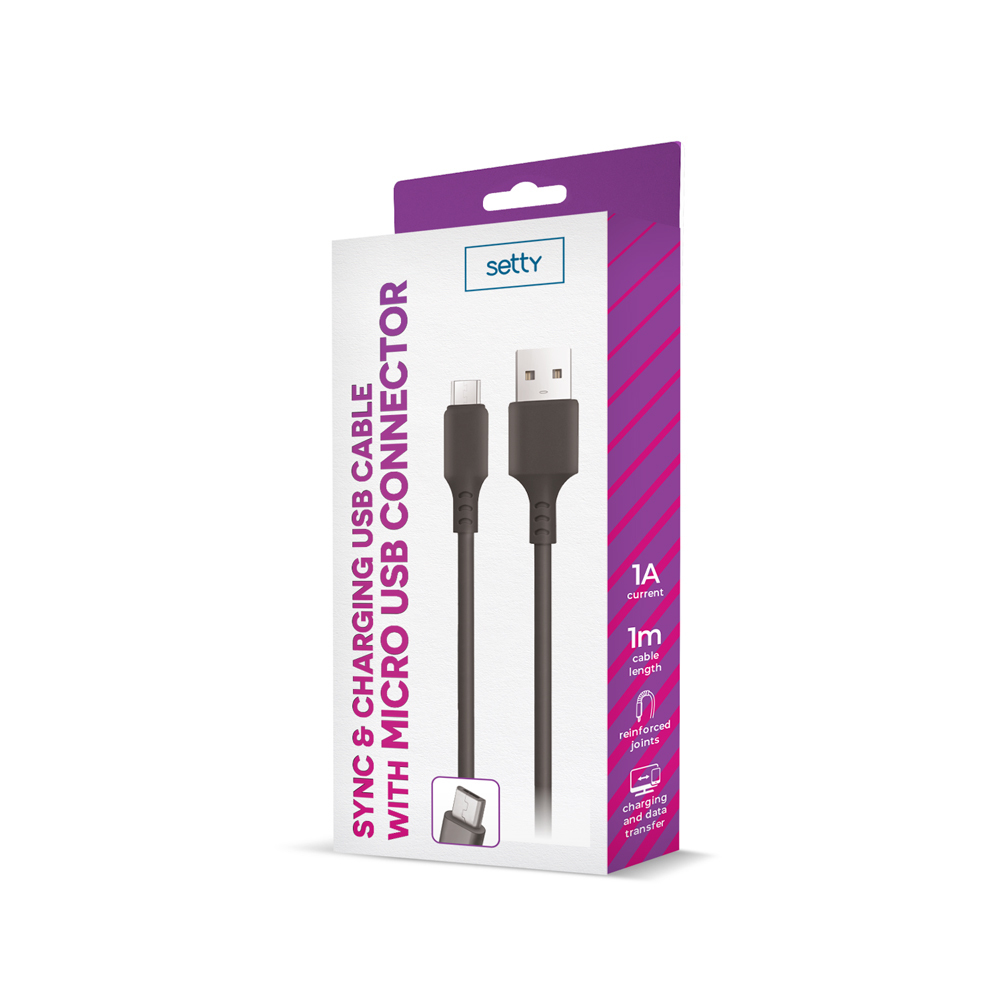 Setty kabel USB - microUSB 1,0 m 1A czarny NEW / 2
