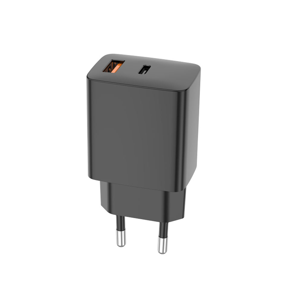 Setty �adowarka sieciowa USB-A + USB-C PD/QC 30W czarna + kabel USB-C 1m RLSK-AC-01 czarna