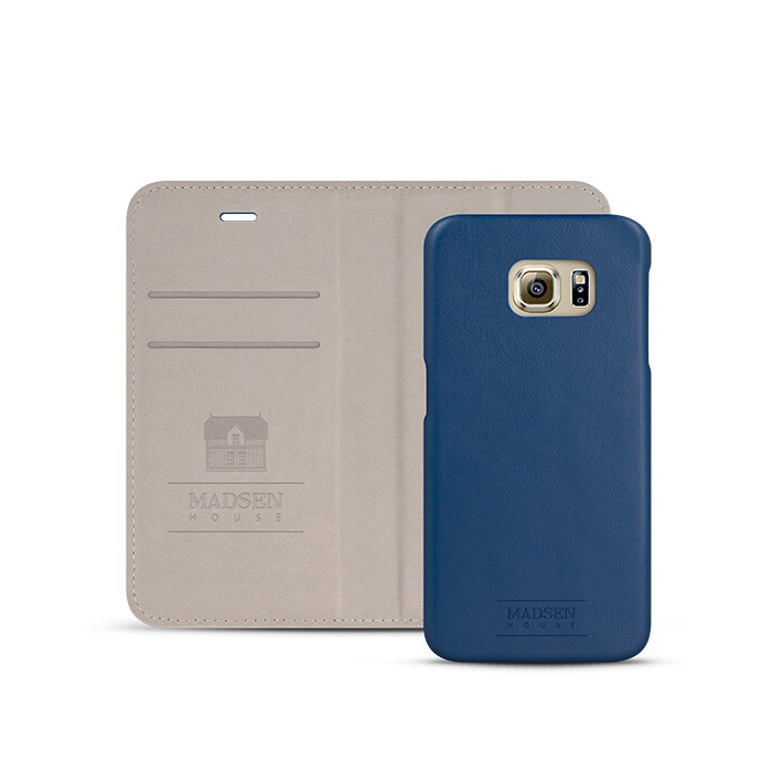 Sk�rzane etui z magnetyczn� nak�adk� niebieskie Samsung Galaxy S6 Edge G925 / 3