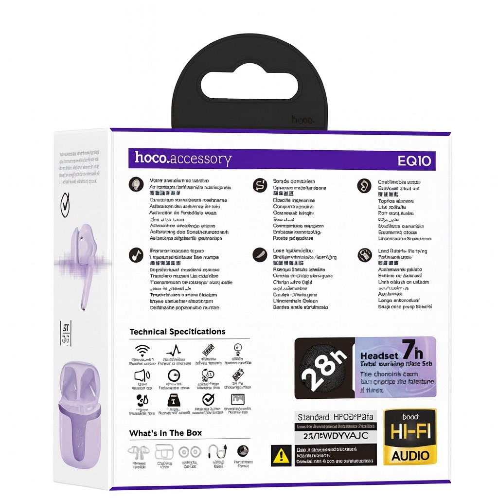 S�uchawki bezprzewodowe Hoco TWS Bluetooth 5.3 fioletowe Samsung Galaxy A10 / 6