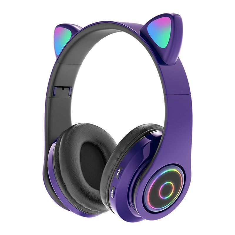 S�UCHAWKI BLUETOOTH B39 KOCIE USZY PURPLE / FIOLETOWY