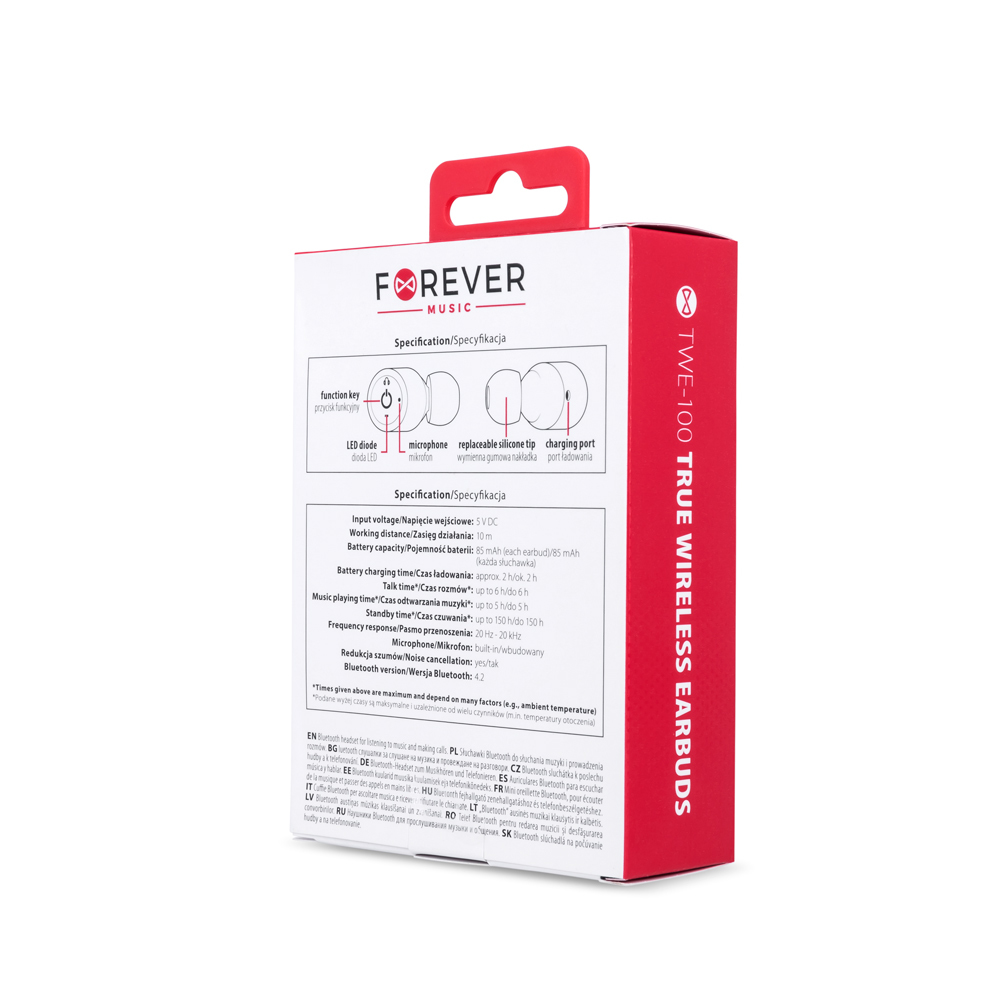 S�uchawki bluetooth Forever TWE-100 czarne / 3