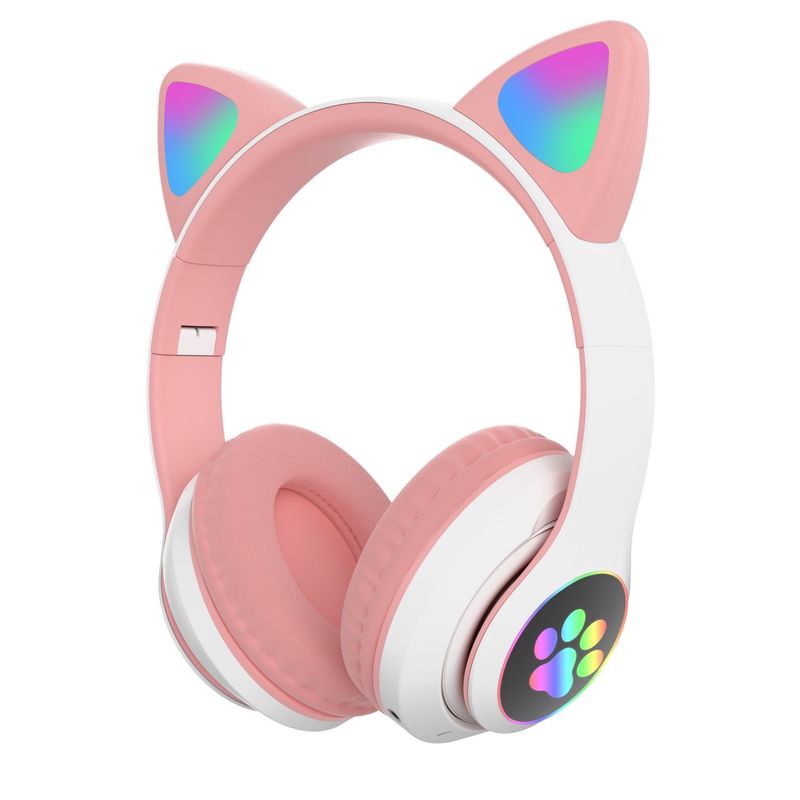 S�UCHAWKI DLA DZIECI BLUETOOTH LED / KOCIE USZY, PINK / RӯOWY