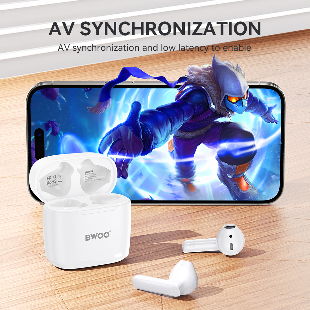 S�uchawki douszne bezprzewodowe bluetooth BWOO TWS do telefonu bia�e Oppo Reno 13FS 5G / 10