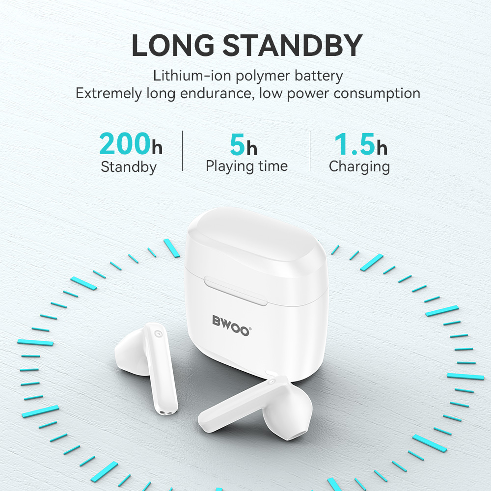 S�uchawki douszne bezprzewodowe bluetooth BWOO TWS do telefonu bia�e Oppo Reno 13FS 5G / 11