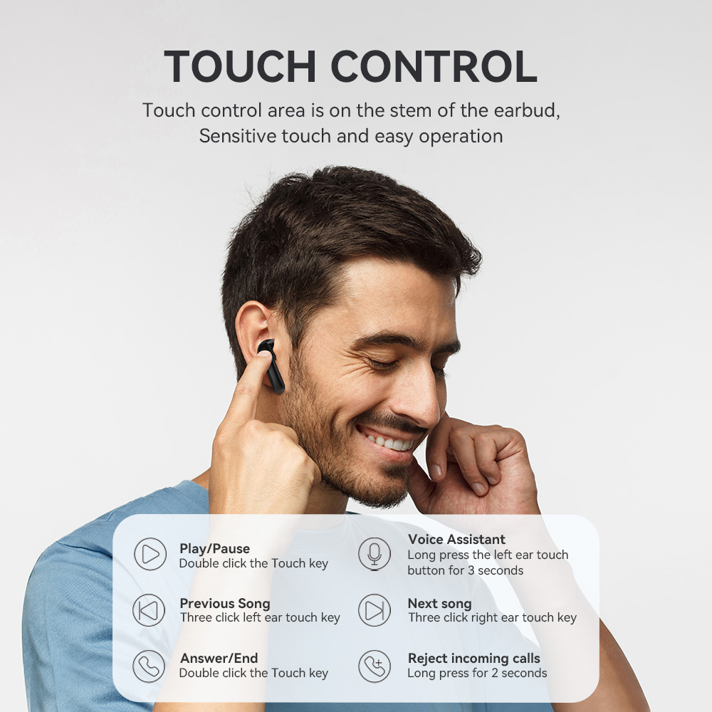 S�uchawki douszne bezprzewodowe bluetooth BWOO TWS do telefonu czarne Oppo Reno 13FS 5G / 11