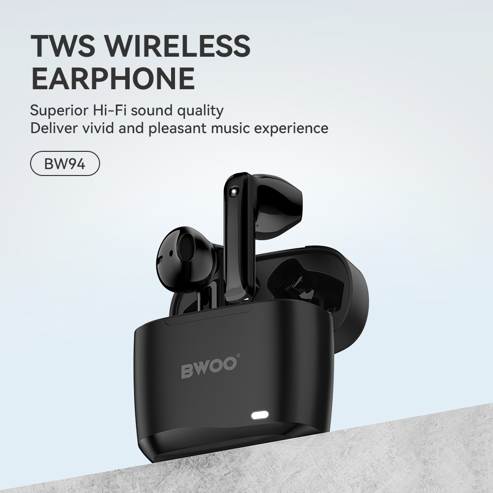 S�uchawki douszne bezprzewodowe bluetooth BWOO TWS do telefonu czarne Oppo Reno 13FS 5G / 7