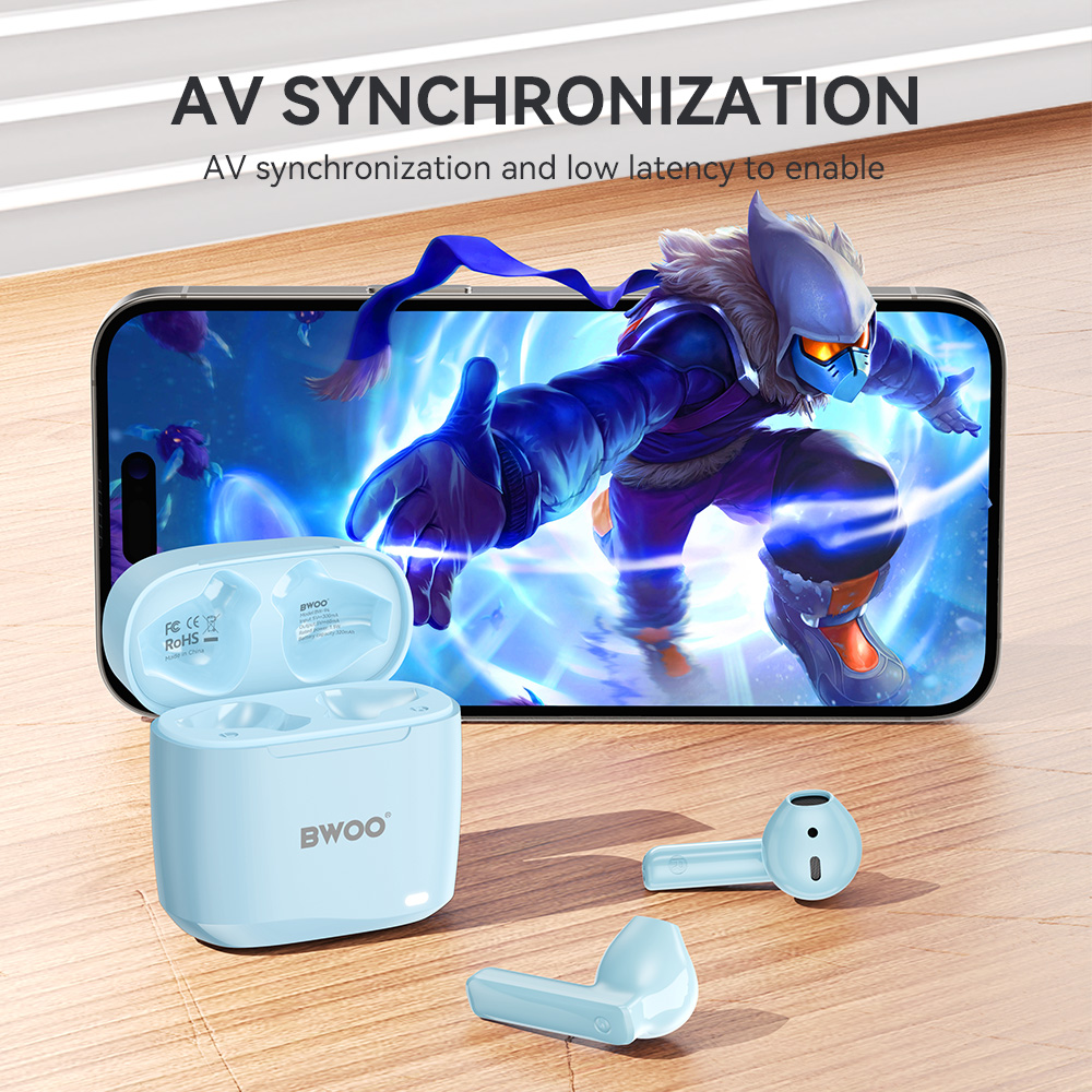 S�uchawki douszne bezprzewodowe bluetooth BWOO TWS do telefonu niebieskie Oppo Reno 13FS 5G / 9