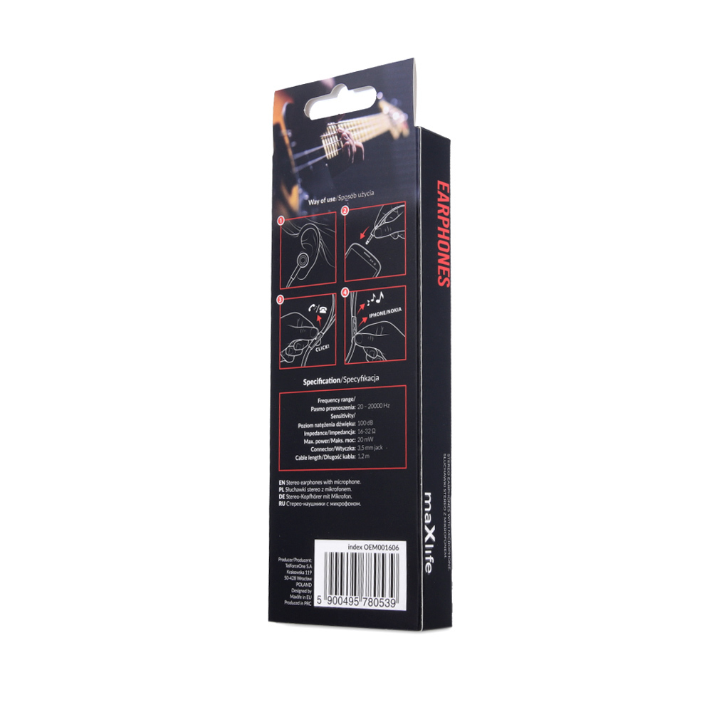 S�uchawki douszne przewodowe Maxlife MXEP-02 czarne / 3