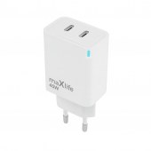 Szybka �adowarka Maxlife 45W GaN 2 porty USB-C bia�a do Samsung Galaxy S25 Plus