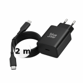 Szybka �adowarka Blue Star 20W z d�ugim kablem 2m USB-C czarna do Samsung Galaxy A52S 5G