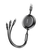 Baseus kabel 3w1 Golden Loop zwijany USB - micro USB + Lightning + USB-C 1,2m 3,5A czarny do SAMSUNG ZV50