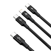 Baseus kabel 3w1 Rapid PD USB-C - micro USB + Lightning + USB-C 1,5m czarny 20W do SAMSUNG ZV50