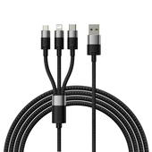 Baseus kabel 3w1 StarSpeed USB - micro USB + Lightning + USB-C 1,2m 3,5A czarny do SAMSUNG ZV50