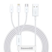 Baseus kabel 3w1 Superior USB - Lightning + USB-C + microUSB 1,5 m 3,5A bia�y do SAMSUNG ZV50