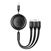 Baseus kabel Bright Mirror 2 3w1 USB - micro USB + Lightning + USB-C 1,1m 3,5A czarny zwijany do SAMSUNG ZV50
