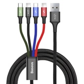 Baseus kabel Fast 4w1 USB - micro USB + 2x Lightning + USB-C 1,2m 3,5A czarny